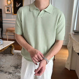 AIDASE  -  Summer Thin Ice Silk Casual Polo Shirts Men Knitted Short Sleeve Turn-down Collar Pullover Top For Mens Fashion Solid Polo Shirt aidase-shop