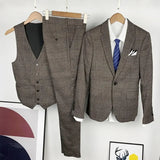 Aidase Boutique M-7XL (Blazer + Vest + Trousers) Men's Suit Fashion Business Italian Style Elegant Dress Gentleman Formal 3-piece Suit aidase-shop