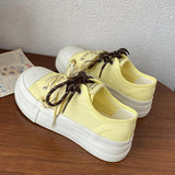 AIDASE  -  Hot Sale Women Thick Sole Canvas Shoes Vintage Fashion Students Breathable Lace-Up Sneakers Platform Black Sports Shoes aidase-shop