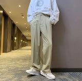 AIDASE  -  Fluid Khaki Trousers for Men Draped Wide Leg Man Suits Pants Formal High Quality Work Wear Tailoring Slacks Thin Casual Fashion aidase-shop