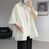 Aidase White/Black Men Shirt Texture Lapel Short Sleeve Korean Casual Shirts 2024 High Quality Streetwear Summer Leisure Men Clothing