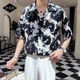 AIDASE  -  Ink Thin Ice Silk Short-sleeved Shirt for Men's Trendy Brand Design High-end and Relaxed aidase-shop