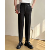 AIDASE  -  Summer Men's Straight Slim Fit Korean-style Tapered Solid Color Dress Pants Casual Trousers  28-38 aidase-shop