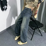 Aidase Trousers with Pockets Man Cowboy Pants Straight Men's Jeans Low Rise Washed 90s Streetwear Wide Leg Clothes Y2k 2000s Aesthetic aidase-shop