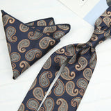 AIDASE  -  2PCS Neck Ties Set New Luxury Polyester Paisley Neckties Polka Dot Floral Tie Brooches Formal Business Shirt Accessories Cravat aidase-shop
