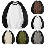 AIDASE  -  Men's Hoodless Sweater Raglan Sleeves Round Leadercolor Matching Plus Size Sweater Bottoming Shirt U of I Sweatshirt aidase-shop