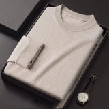 Aidase Autumn/Winter Men's Solid Color Slim Fit Pullover Fake Two Pieces Casual Fashion Elegant Commuter Knitted Bottom Shirt aidase-shop