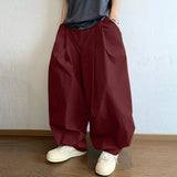 AIDASE  -  Men Pants Solid Button Pleated Baggy Casual Trousers Men Streetwear Oversize Joggers Fashion Male Lantern Pants aidase-shop