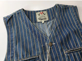 Aidase American casual retro denim blue vest washed 100% cotton vertical striped distressed buckle back gentleman camisole vintage aidase-shop