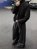 AIDASE  -  Japanese Style Men's Casual Pants Loose Fit Straight Leg Drapey Button Detailing Spring Autumn New Arrival aidase-shop