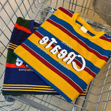 AIDASE  -  Design Sense Niche Chic Striped Contrasting Short-sleeved T-shirts Men Women Summer Retro American Fashion Vintage Shoulder Tops aidase-shop