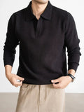 AIDASE  -  Solid Color Knitted Polo Shirts Men 2026 Spring Autumn Daily Casual Long Sleeve Slim Jumper Tops Mens Fashion Polo Sweater aidase-shop