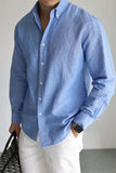 AIDASE  -  Casual Linen Cotton Cargo Shirt Men's Breathable Slim Fit Lapel Long Sleeve Top Spring Summer Retro Commute Linen Cardigan Light aidase-shop