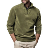 AIDASE  -  Autumn Winter Men Stand Collar Sweatshirt Casual Pullover Tops Fashion Half Zipper Long Sleeve Hoodie Pullover Sweatshirts Man aidase-shop