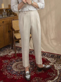 AIDASE  -  Casual Solid Color Pleated High Waist Trousers 2025 Spring Fall Trendy Men's Slim Fit Straight Pants Naples Style Trousers Mens aidase-shop