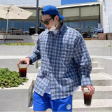 Aidase Over Size. American Retro Plaid Shirt Coat, Men's Fashion Brand Loose Leisure All-Matching Couple Long Sleeve Top, Pink Shirt