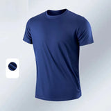 Aidase Men's Quick Dry Short Sleeve Gym Running Moisture Wicking Round Neck T-Shirt Training Exercise Gym Sport Shirt Tops aidase-shop