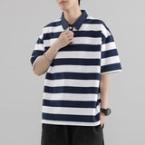AIDASE  -  Summer Short Sleeve Striped Polos Shirts Men Anti-Wrink Turn Down Collar Casual Polos Male Sports Tees Couple Tops Streetwear aidase-shop