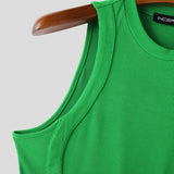 AIDASE  -  Men Tank Tops Solid Color O-neck Sleeveless Skinny Casual Vests Men Streetwear Summer Knitted Fashion Men Clothing 2025 aidase-shop