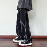AIDASE  -  High Street Men's Jeans Striped Contrast Color Patchwork Design Loose Versatile Fashion Handsome Straight Leg Pants 21E6536 aidase-shop