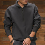 AIDASE  -  American Retro Half Zipper Lapel Hoodie Men's New Velvet Pullover Sweatshirts Autumn Winter Raglan Sleeve Amikage Tough Coats aidase-shop