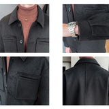 Aidase British Style Winter Short Woolen Coat Men Warm Fashion Pocket Casual Cloth Jacket Men Streetwear Loose Woolen Coat S-3XL aidase-shop