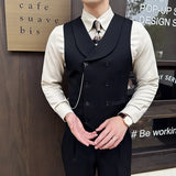 Aidase High Quality Autumn Double Breasted Suit Vest Men Business Formal Sleeveless Vest Slim Fit Wedding Groom Banquet Party Waistcoat aidase-shop