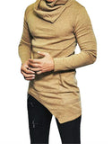 AIDASE  -  Spring Autumn New Pile Collar Long Sleeved Solid Color High Street T-Shirts Man Fashion Pocket Patchwork Asymmetrical Pullovers aidase-shop