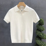 AIDASE  -  New Fashion Business Tops Men's Polo Shirt Light Luxury Leisure Knitted V Neck T-shirts for Man Korean Popular Short Sleeve Tees aidase-shop