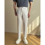 AIDASE  -  Summer Men's Straight Slim Fit Korean-style Tapered Solid Color Dress Pants Casual Trousers  28-38 aidase-shop