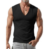 AIDASE  -  Summer Men's Solid Color V-Neck Tank Tops Casual Breathable Sleeveless T-Shirt Men Fitness Sports Vest Male Outdoor Jogging Tops aidase-shop
