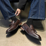 AIDASE  -  Men Business Leather Shoes Black-brown Color Men Casual Simple Ankle Strap Slip-on Shoes One-piece Loafers Size 38-44  Men Shoes aidase-shop
