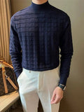 AIDASE  -  Mr. NR Briti Sle  Color f High Collar Knitted Long Sve Wave Pattern Elastic Base irt Sweater for Men Casual aidase-shop