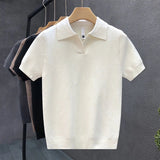 AIDASE  -  New Fashion Business Tops Men's Polo Shirt Light Luxury Leisure Knitted V Neck T-shirts for Man Korean Popular Short Sleeve Tees aidase-shop