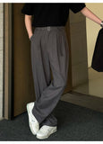 AIDASE  -  Men's Korean Streetwear Fashion Loose Vintage Waistband Casual Straight Suit Pants Commuting Long Trousers for Men aidase-shop