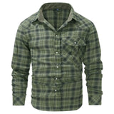AIDASE  -  Men's Large Size Plaid Flannel Shirt Vintage Pearl Button Western Style Long Sleeve Shirt Checkered Patterned Menswear aidase-shop