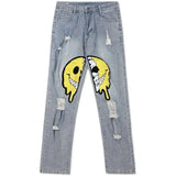 Irregular Ripped Hole Jeans Denim Pant Woman Man Straight Patchwork Baggy boyfriend y2k Punk Kpop Harajuku Streetwear Hip Hop aidase-shop