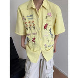 AIDASE  -  Summer Large Size 250 Pou Retro Wfle Pattern  Floral irt Men Loose Lazy Sle Casual Long Sve Youth Faion aidase-shop