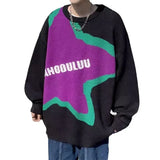 Aidase Y2K Star Patchwork Sweater Men Harajuku Knitted Pullovers Jumpers Sweaters Male Tops Oversized Letter Emboridery Streetwear Men aidase-shop