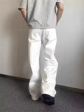AIDASE  -  Loose Straight American Style Men's Jeans White Casual Long Trousers Simple Workwear Japanese Trendy Brand Loose Fit Jeans aidase-shop