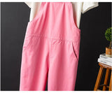 AIDASE  -  Men Pink Bib Overalls Casual Adjustable Suspenders Jumpsuits Y2K Loose Straight Pants aidase-shop