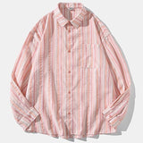 AIDASE  -  Japanese Spring Autumn Button Down Striped Men's Shirts Fashion Casual Couple Shirt Long Sleeved High-Quality Hip-Hop Streetwear