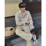 AIDASE  -  Korean Version Solid Color Elastic Fashionable Top Men Solid Color Free Long-sleeved Shirt for Autumn New High-end Trendy Shirt aidase-shop