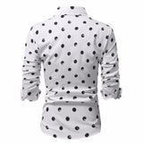 AIDASE  -  Spring and Autumn Polka Dot Print Long Sleeve Men's Shirt Casual Shirt aidase-shop