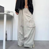 AIDASE  -  Men's Cargo Pants 2025 Summer New Simple Trendy Drawstring Solid Color Loose Casual Straight-leg Male Trousers 21E6956 aidase-shop
