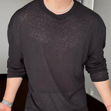 AIDASE  -  Summer New Men's Translucent Solid Color Thin Long-Sleeved T-Shirt Casual Fashion Trend Loose Breathable Niche Men's Tops aidase-shop