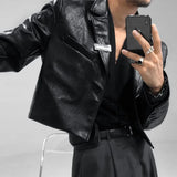 Aidase Mens Autumn And Winter Elegant British Casual Street Leather Clothing Unisex Short Leather Jacket Jacket Men'S Long-Sleeved Suit aidase-shop