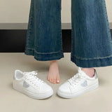 AIDASE  -  Women's Chic Heart White Sneakers Low Top Casual Sport Shoes Lightweight Trendy Footwear aidase-shop