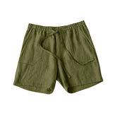 AIDASE  -  Summer Cotton Linen Shorts Men Casual Drawstring Elastic Waist Solid Beach Short Trousers Comfort Breath Sports Home Shorts aidase-shop