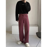 Aidase Korean Baggy Jeans Men Fashion Casual Wine Red Wide Leg Jeans Men Street wear Hip Hop Loose Straight Denim Pants Men Trousers